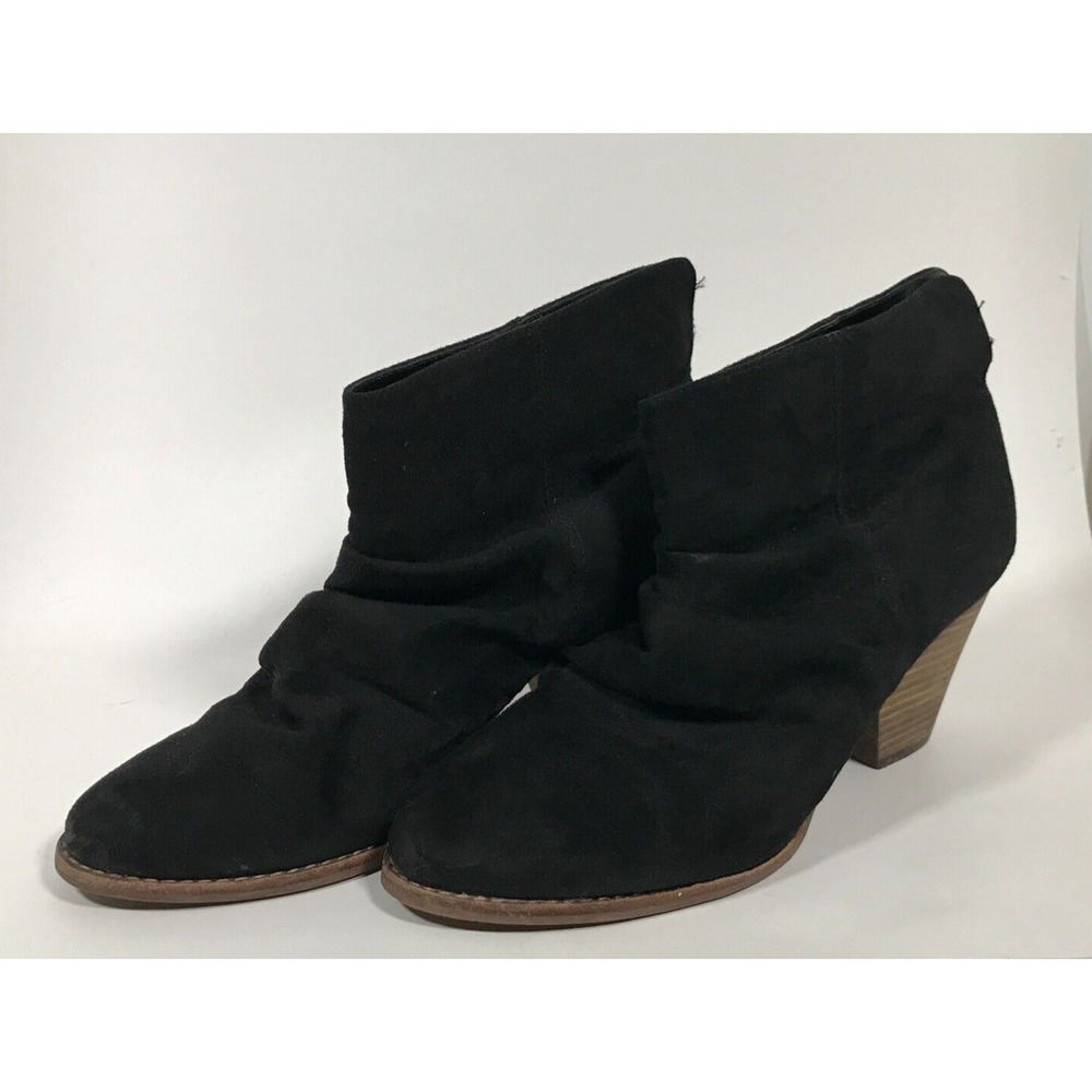 Diba Womens 9.5M Black Ankle Booties‎ Slip On Stacked Heel Casual Boots 5937701